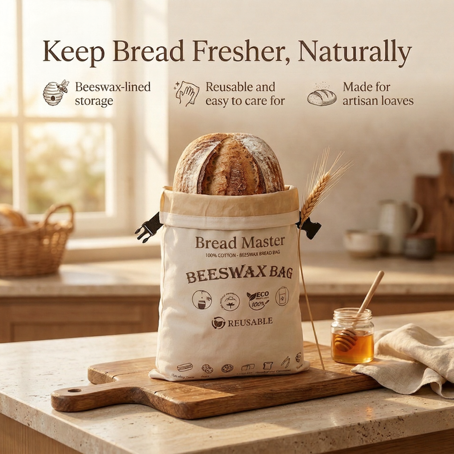 Premium 100% Cotton-Beeswax Bread Bags