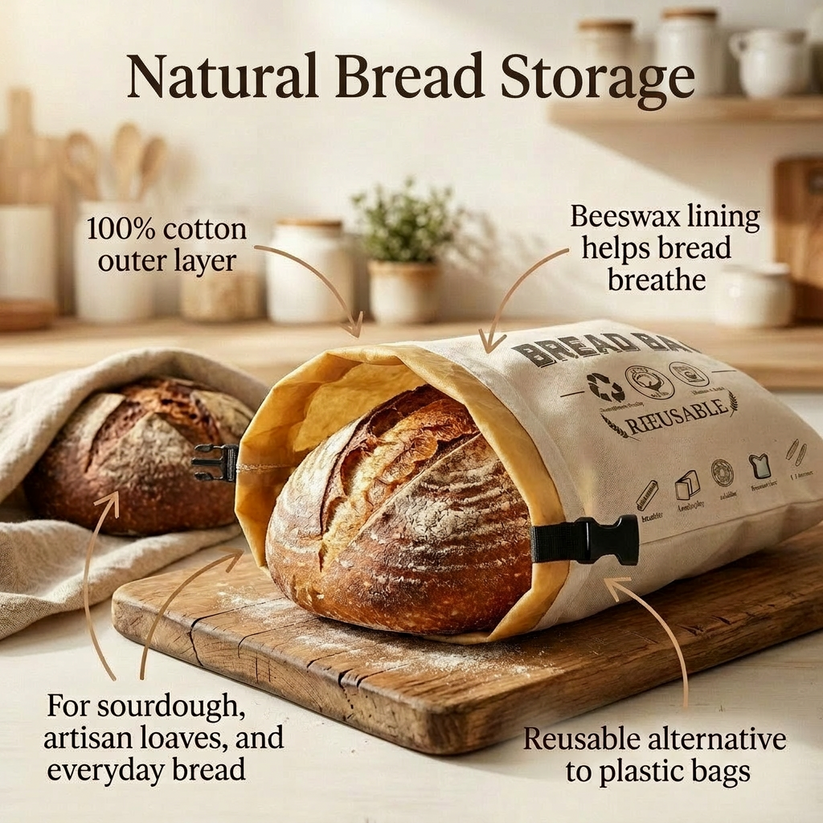 Premium 100% Cotton-Beeswax Bread Bags